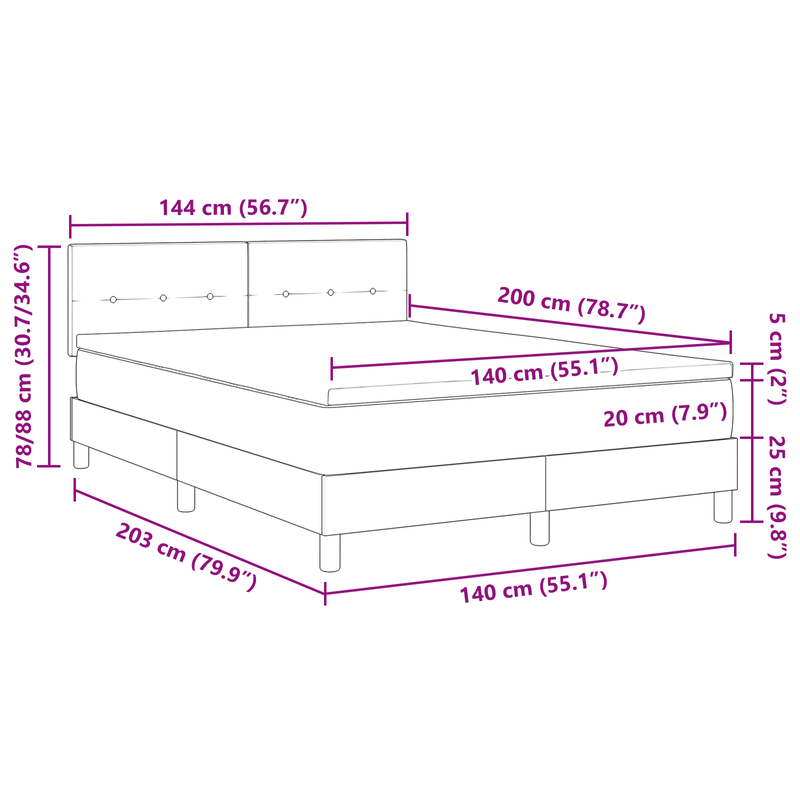 Casa si Gradina - Mobilier - Paturi si accesorii - Paturi - Pat cu arcuri cu saltea si lumina LED Gri 140x200 cm Fabricat - Infinity.ro