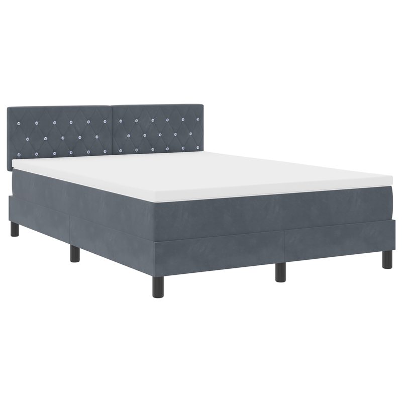 Casa si Gradina - Mobilier - Paturi si accesorii - Paturi - Pat box spring cu saltea & LED, gri inchis, 160x200 cm catifea - Infinity.ro
