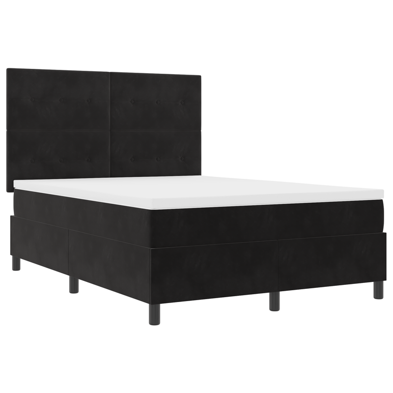 Casa si Gradina - Mobilier - Paturi si accesorii - Paturi - Pat box spring cu saltea & LED, negru, 140x200 cm catifea - Infinity.ro
