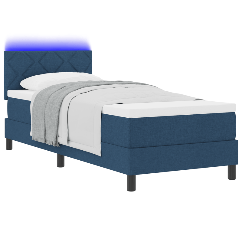 Casa si Gradina - Mobilier - Paturi si accesorii - Paturi - Pat cu arcuri si saltea & LED Bleumarin 80x200 cm Tesatura - Infinity.ro