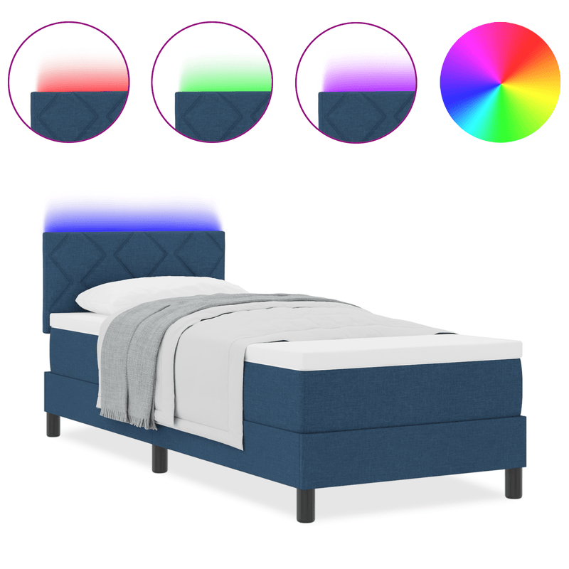 Casa si Gradina - Mobilier - Paturi si accesorii - Paturi - Pat cu arcuri si saltea & LED Bleumarin 80x200 cm Tesatura - Infinity.ro