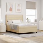 Casa si Gradina - Mobilier - Paturi si accesorii - Paturi - Pat box spring cu saltea & LED, crem, 140x190 cm, textil - Infinity.ro