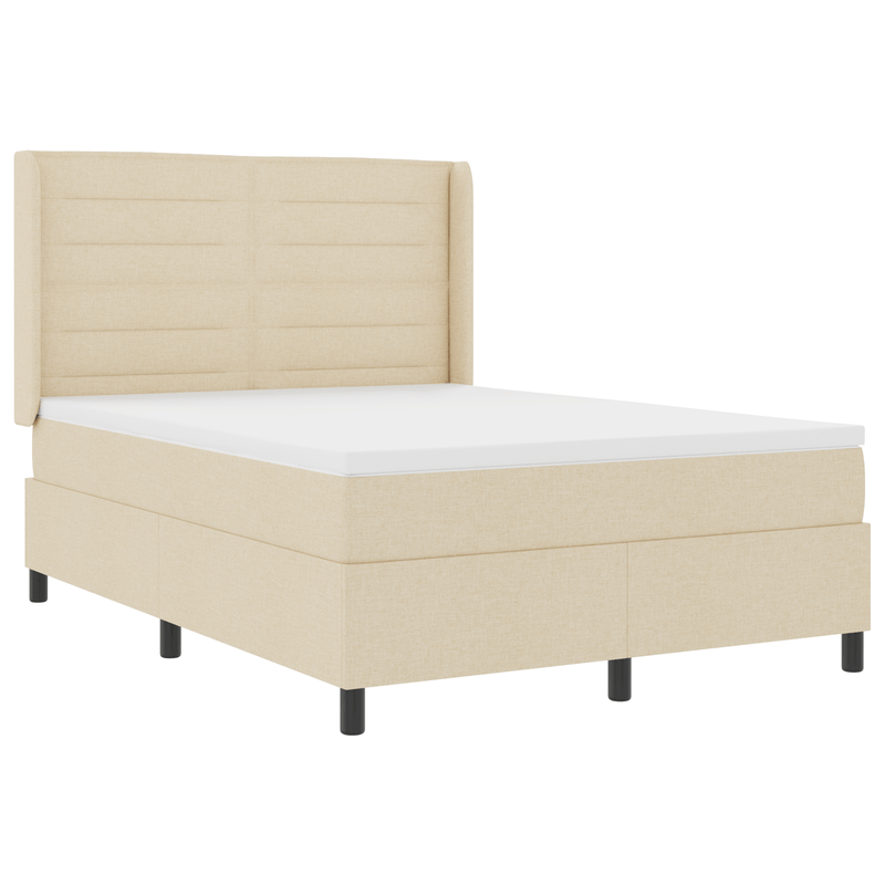 Casa si Gradina - Mobilier - Paturi si accesorii - Paturi - Pat box spring cu saltea & LED, crem, 140x190 cm, textil - Infinity.ro