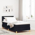 Casa si Gradina - Mobilier - Paturi si accesorii - Paturi - Pat cu arcuri cu saltea si LED negru 100x200 cm din tesatura - Infinity.ro