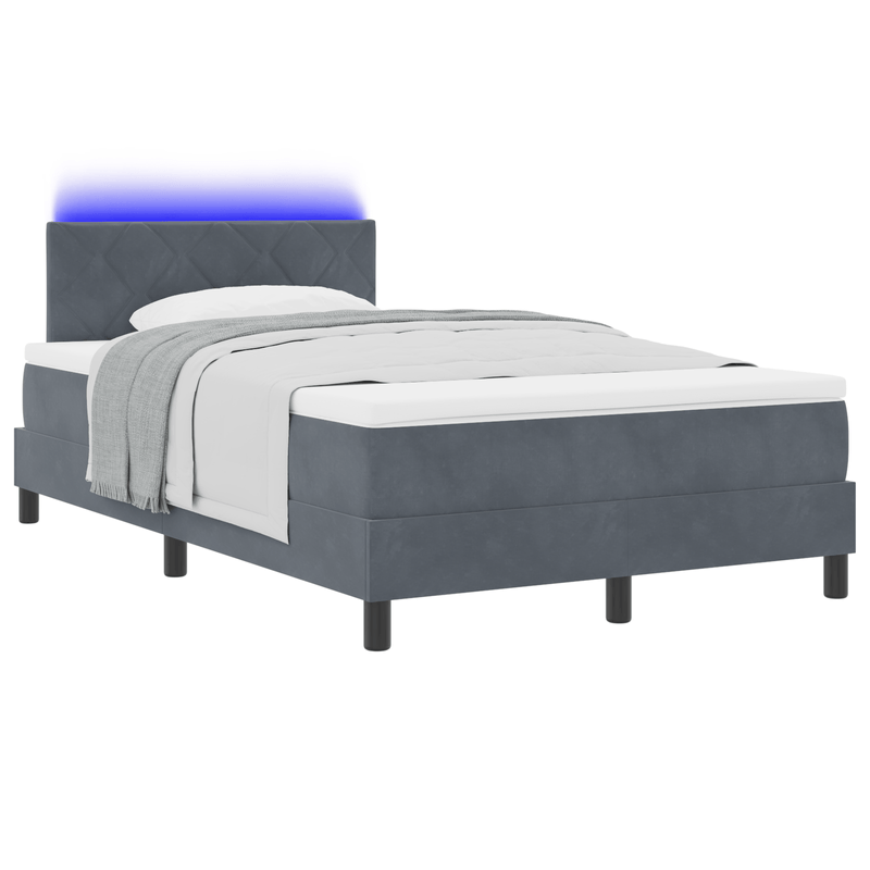 Casa si Gradina - Mobilier - Paturi si accesorii - Paturi - Pat box spring cu saltea & LED, gri deschis, 120x200 cm catifea - Infinity.ro