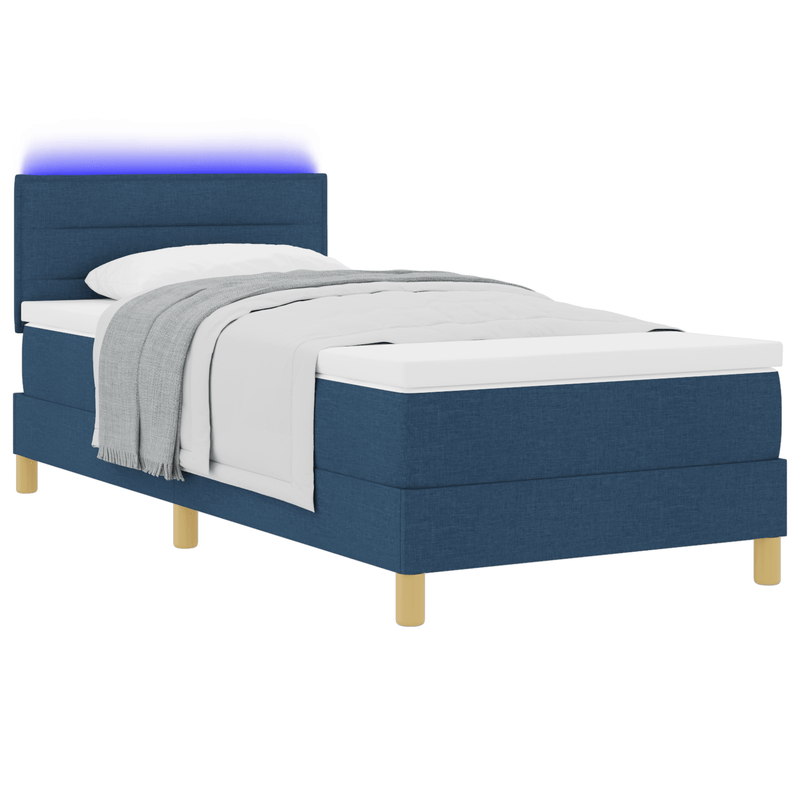 Casa si Gradina - Mobilier - Paturi si accesorii - Paturi - Pat cu Arcuri cu Saltea & LED Albastru 100x200 cm Tesatura - Infinity.ro