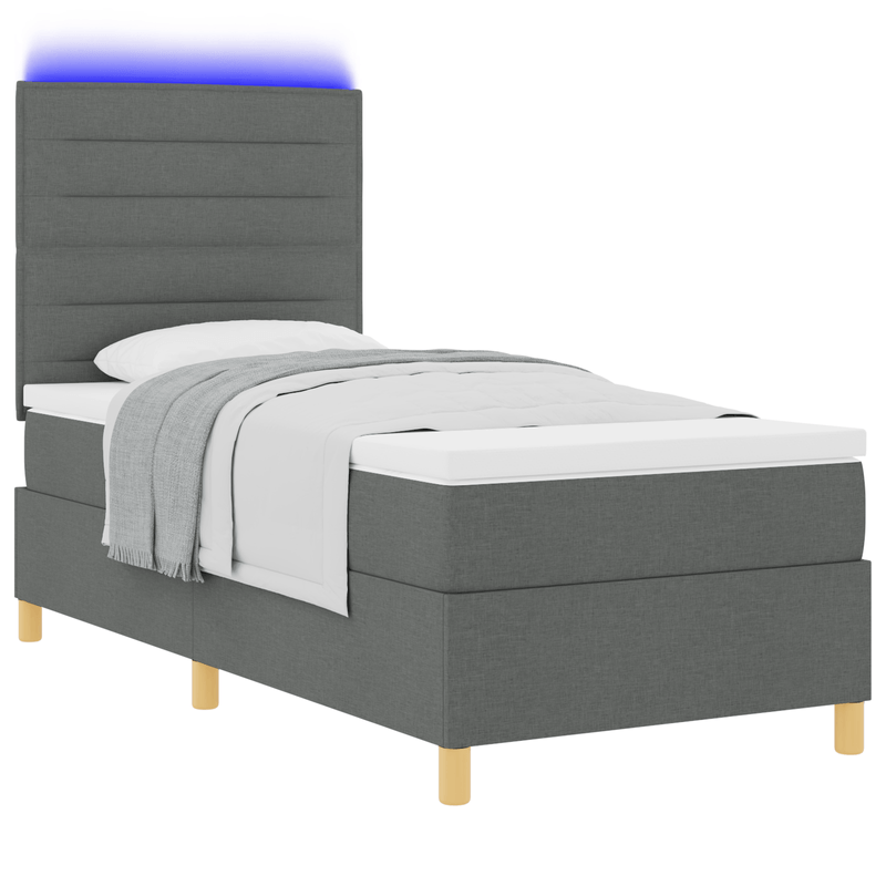 Casa si Gradina - Mobilier - Paturi si accesorii - Paturi - Pat cu arcuri cu saltea si LED gri inchis 80x200 cm tesatura - Infinity.ro