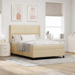 Casa si Gradina - Mobilier - Paturi si accesorii - Paturi - Pat box spring cu saltea & LED, crem, 160x200 cm, textil - Infinity.ro