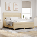 Casa si Gradina - Mobilier - Paturi si accesorii - Paturi - Pat box spring cu saltea & LED, crem, 180x200 cm, textil - Infinity.ro