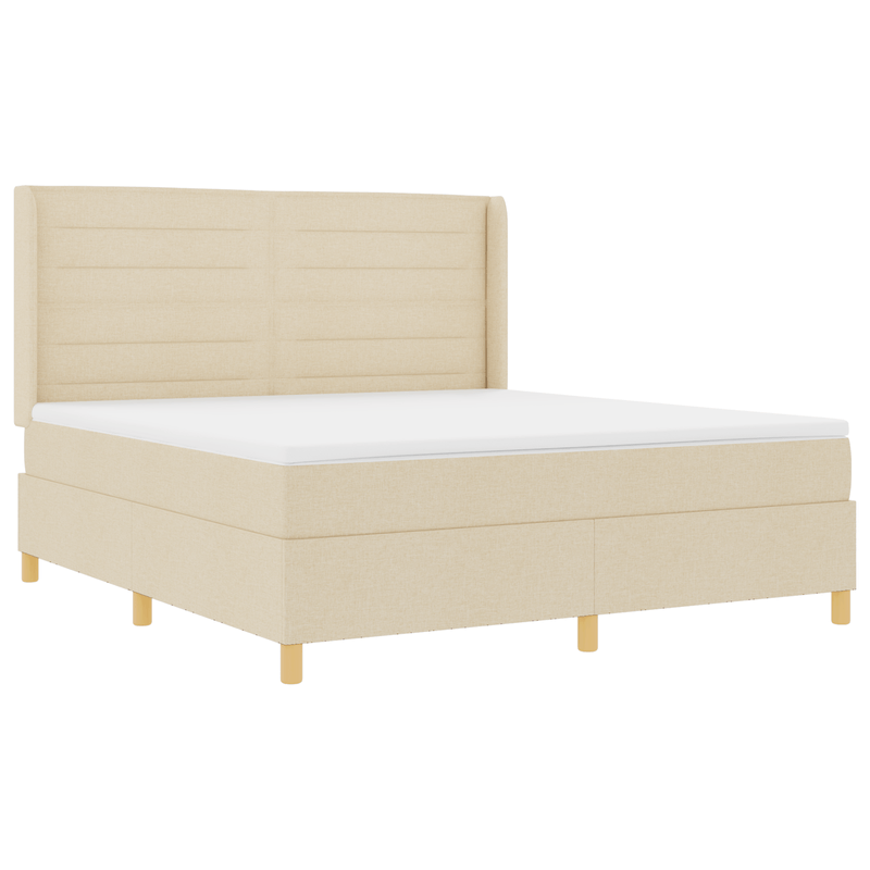 Casa si Gradina - Mobilier - Paturi si accesorii - Paturi - Pat box spring cu saltea & LED, crem, 180x200 cm, textil - Infinity.ro