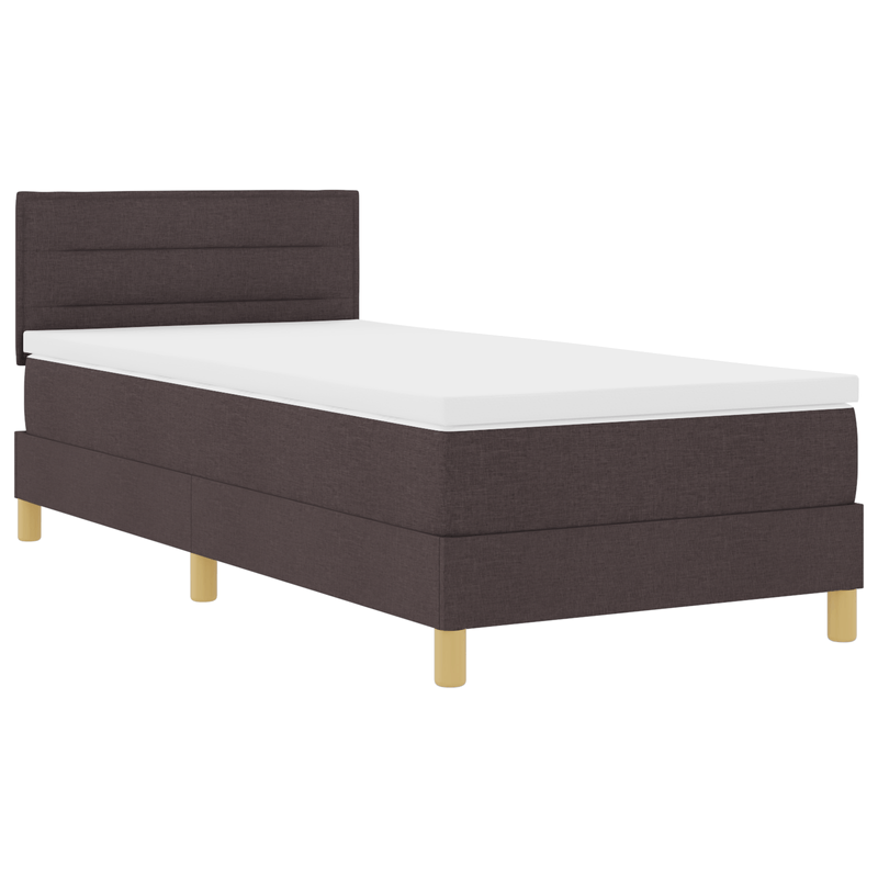 Casa si Gradina - Mobilier - Paturi si accesorii - Paturi - Pat cu arcuri cu saltea si LED, maro inchis 90x200 cm tesatura - Infinity.ro