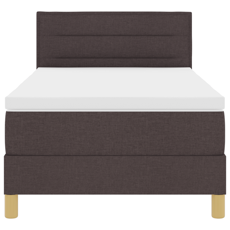 Casa si Gradina - Mobilier - Paturi si accesorii - Paturi - Pat cu arcuri cu saltea si LED, maro inchis 90x200 cm tesatura - Infinity.ro