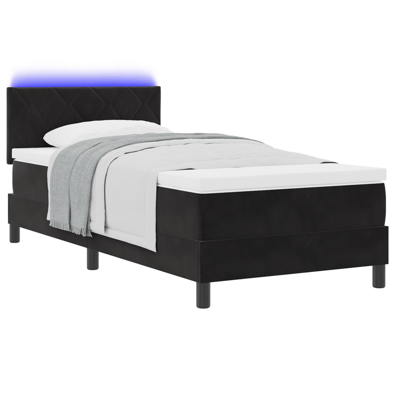 Casa si Gradina - Mobilier - Paturi si accesorii - Paturi - Pat box spring cu saltea & LED, negru, 90x200 cm catifea - Infinity.ro