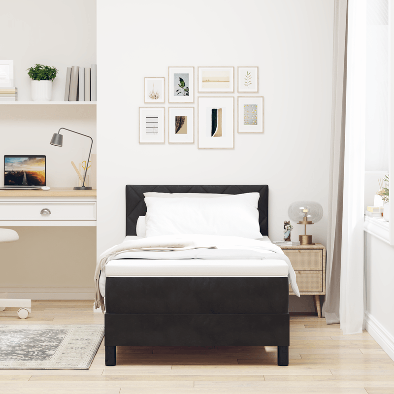 Casa si Gradina - Mobilier - Paturi si accesorii - Paturi - Pat box spring cu saltea & LED, negru, 90x200 cm catifea - Infinity.ro