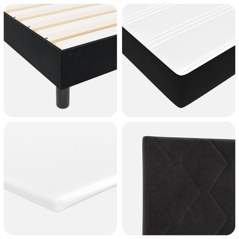 Casa si Gradina - Mobilier - Paturi si accesorii - Paturi - Pat box spring cu saltea & LED, negru, 90x200 cm catifea - Infinity.ro