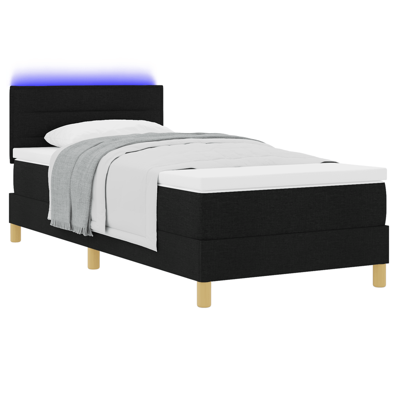 Casa si Gradina - Mobilier - Paturi si accesorii - Paturi - Pat cu Arcuri cu Saltea si LED Negru 90x190 cm Tesatura - Infinity.ro