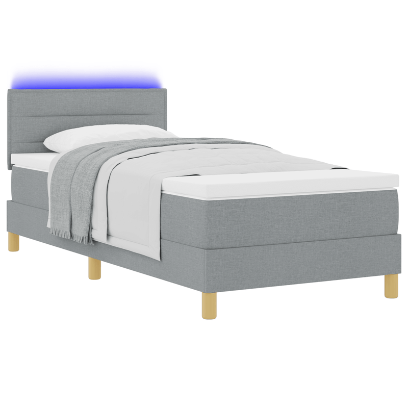 Casa si Gradina - Mobilier - Paturi si accesorii - Paturi - Pat cu Somiera cu LED Gri deschis 80x200 cm Tesatura - Infinity.ro