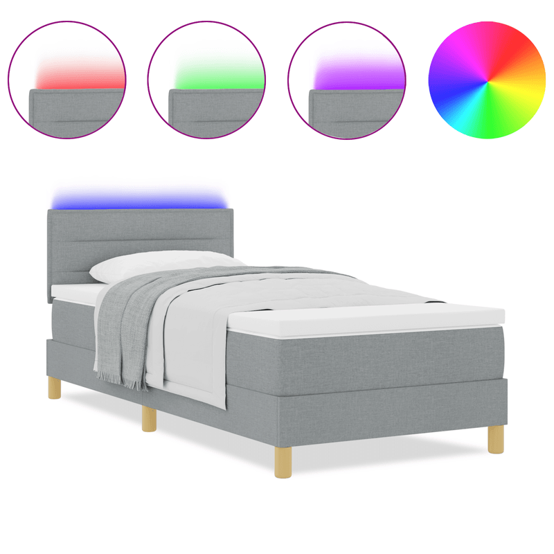 Casa si Gradina - Mobilier - Paturi si accesorii - Paturi - Pat cu Somiera cu LED Gri deschis 80x200 cm Tesatura - Infinity.ro