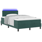 Casa si Gradina - Mobilier - Paturi si accesorii - Paturi - Pat cu arcuri de cutie cu saltea & LED Verde inchis 120x190 cm Catifea - Infinity.ro