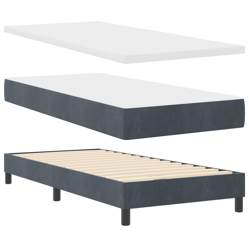 Casa si Gradina - Mobilier - Paturi si accesorii - Paturi - Pat box spring cu saltea & LED, gri inchis, 100x200 cm catifea - Infinity.ro
