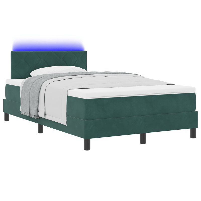 Casa si Gradina - Mobilier - Paturi si accesorii - Paturi - Pat box spring cu saltea & LED, gri inchis, 120x200 cm catifea - Infinity.ro