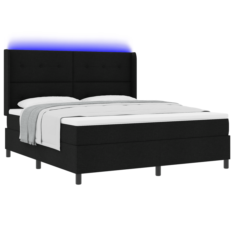 Casa si Gradina - Mobilier - Paturi si accesorii - Paturi - Pat Box Spring cu Saltea & LED Negru 180x200 cm Material textil - Infinity.ro