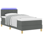 Casa si Gradina - Mobilier - Paturi si accesorii - Paturi - Pat cu arcuri cu saltea & LED Gri inchis 90x200 cm Tesatura - Infinity.ro