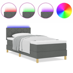 Casa si Gradina - Mobilier - Paturi si accesorii - Paturi - Pat cu arcuri cu saltea & LED Gri inchis 90x200 cm Tesatura - Infinity.ro