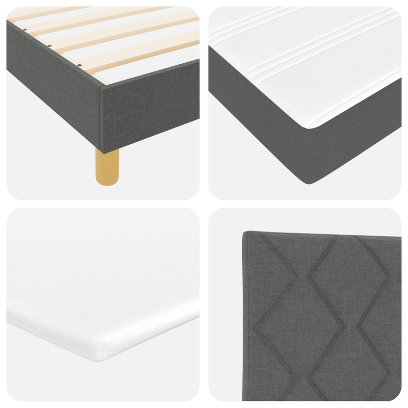 Casa si Gradina - Mobilier - Paturi si accesorii - Paturi - Pat cu arcuri cu saltea & LED Gri inchis 90x200 cm Tesatura - Infinity.ro