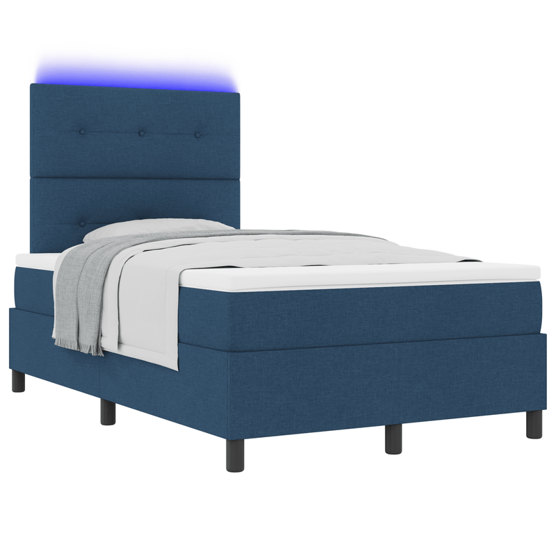 Casa si Gradina - Mobilier - Paturi si accesorii - Paturi - Pat cu arcuri cu saltea & LED albastru 120x200 cm tesatura - Infinity.ro