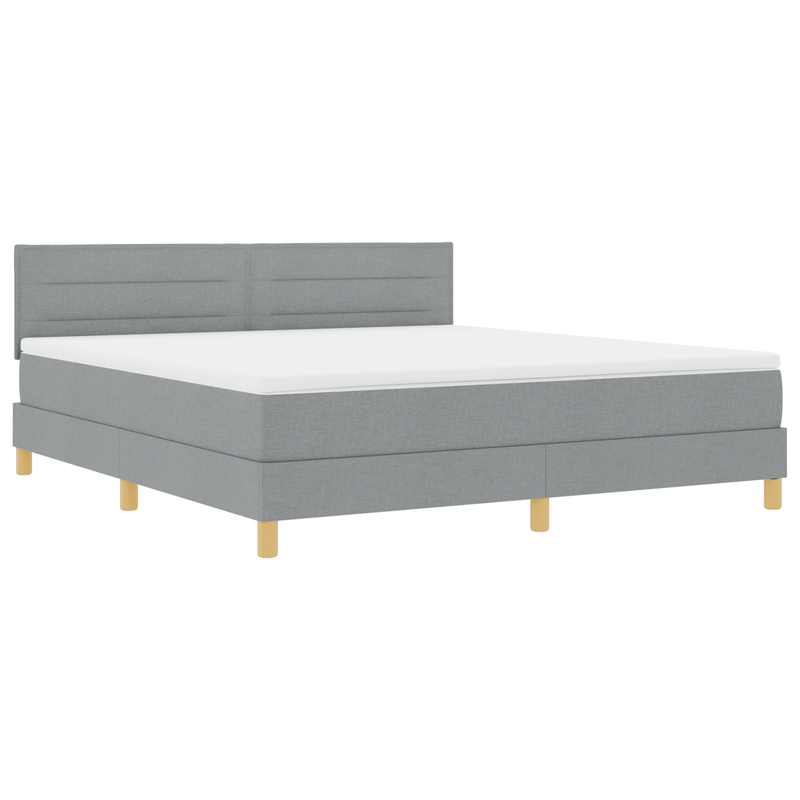 Casa si Gradina - Mobilier - Paturi si accesorii - Paturi - Pat cu arc cu saltea si LED gri deschis 180x200 cm tesatura - Infinity.ro