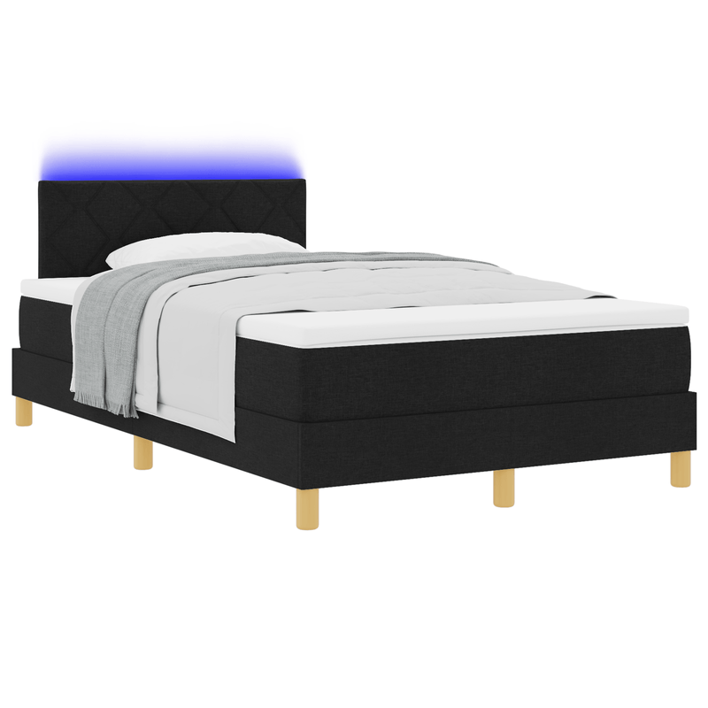 Casa si Gradina - Mobilier - Paturi si accesorii - Paturi - Pat cu arcuri cu saltea & LED Negru 120x190 cm Tesatura - Infinity.ro