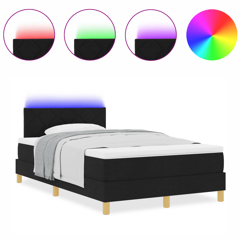 Casa si Gradina - Mobilier - Paturi si accesorii - Paturi - Pat cu arcuri cu saltea & LED Negru 120x190 cm Tesatura - Infinity.ro