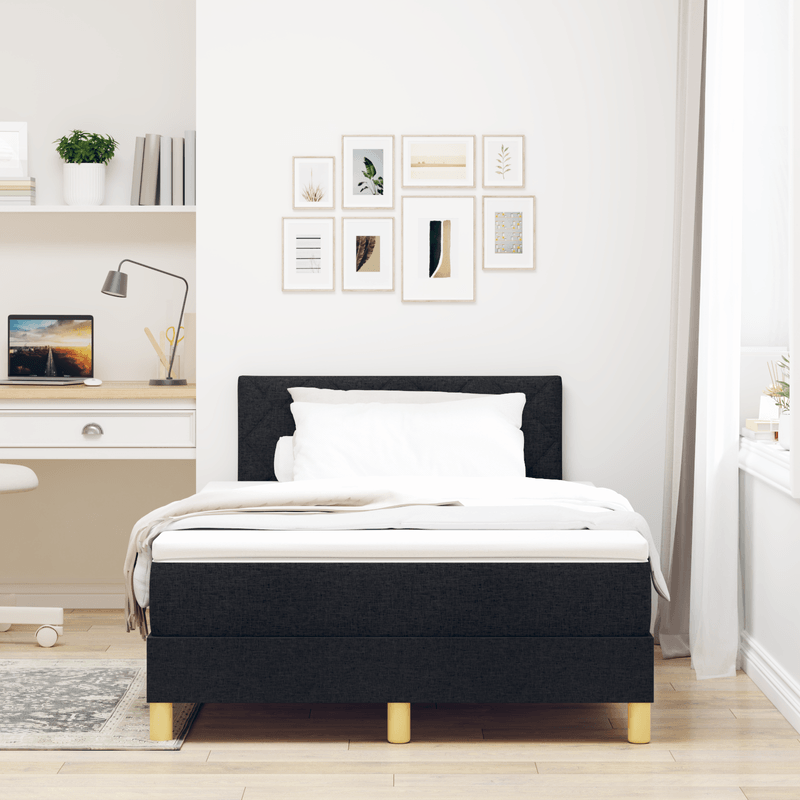 Casa si Gradina - Mobilier - Paturi si accesorii - Paturi - Pat cu arcuri cu saltea & LED Negru 120x190 cm Tesatura - Infinity.ro