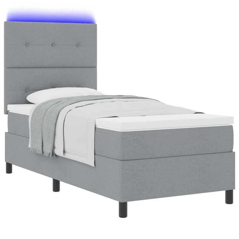 Casa si Gradina - Mobilier - Paturi si accesorii - Paturi - Pat cu arcuri cu saltea & LED Gri 90x200 cm Tesatura - Infinity.ro