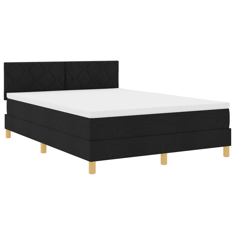 Casa si Gradina - Mobilier - Paturi si accesorii - Paturi - Pat cu Saptamana cu Saltea si LED Negru 140x200 cm Tesatura - Infinity.ro