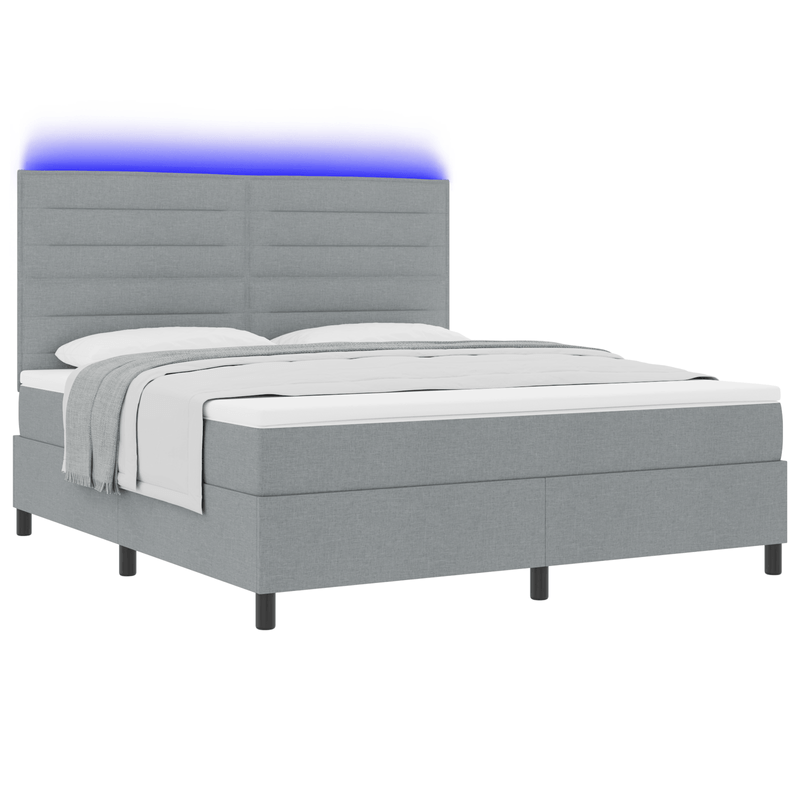 Casa si Gradina - Mobilier - Paturi si accesorii - Paturi - Pat cu arcuri cu Saltea & LED Gri deschis 180x200 cm Tesatura - Infinity.ro