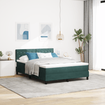 Casa si Gradina - Mobilier - Paturi si accesorii - Paturi - Pat box spring cu saltea & LED, verde inchis 140x190 cm catifea - Infinity.ro