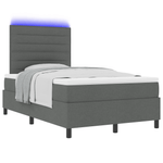 Casa si Gradina - Mobilier - Paturi si accesorii - Paturi - Pat cu arcuri cu saltea si lumini LED gri inchis 120x190 cm textil - Infinity.ro