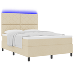 Casa si Gradina - Mobilier - Paturi si accesorii - Paturi - Pat cu Cutie de Arcuri cu Saltea & LED Crem 160x200 cm Tesatura - Infinity.ro