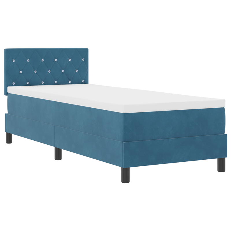 Casa si Gradina - Mobilier - Paturi si accesorii - Paturi - Pat box spring cu saltea & LED albastru inchis 80x200cm catifea - Infinity.ro
