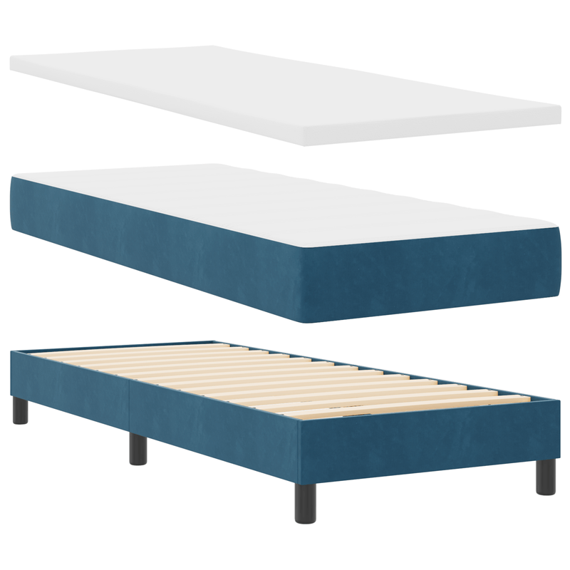 Casa si Gradina - Mobilier - Paturi si accesorii - Paturi - Pat box spring cu saltea & LED albastru inchis 80x200cm catifea - Infinity.ro