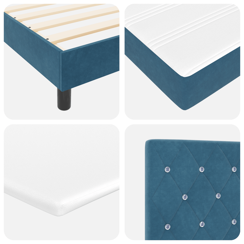 Casa si Gradina - Mobilier - Paturi si accesorii - Paturi - Pat box spring cu saltea & LED albastru inchis 80x200cm catifea - Infinity.ro
