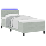 Casa si Gradina - Mobilier - Paturi si accesorii - Paturi - Pat cu arcuri cu saltea si LED Gri deschis 100x200 cm Catifea - Infinity.ro