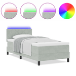 Casa si Gradina - Mobilier - Paturi si accesorii - Paturi - Pat cu arcuri cu saltea si LED Gri deschis 100x200 cm Catifea - Infinity.ro