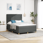 Casa si Gradina - Mobilier - Paturi si accesorii - Paturi - Pat cu arcuri de box cu saltea & LED gri inchis 140x190 cm tesatura - Infinity.ro