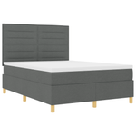 Casa si Gradina - Mobilier - Paturi si accesorii - Paturi - Pat cu arcuri de box cu saltea & LED gri inchis 140x190 cm tesatura - Infinity.ro