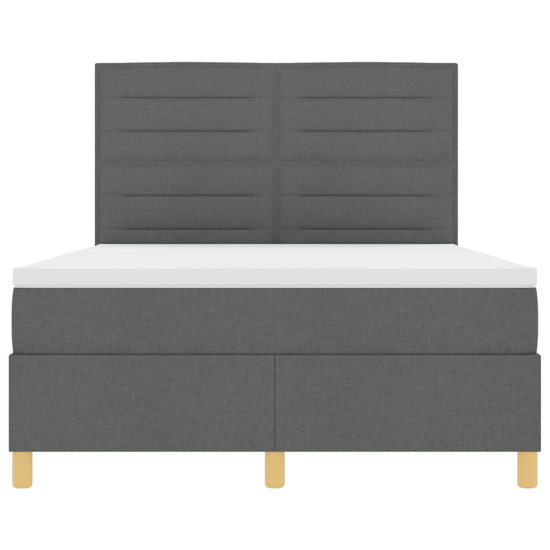 Casa si Gradina - Mobilier - Paturi si accesorii - Paturi - Pat cu arcuri de box cu saltea & LED gri inchis 140x190 cm tesatura - Infinity.ro