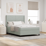 Casa si Gradina - Mobilier - Paturi si accesorii - Paturi - Pat box spring cu saltea & LED, gri deschis, 160x200 cm catifea - Infinity.ro