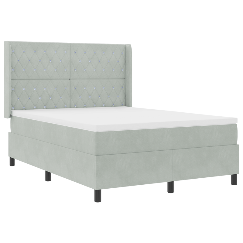Casa si Gradina - Mobilier - Paturi si accesorii - Paturi - Pat box spring cu saltea & LED, gri deschis, 160x200 cm catifea - Infinity.ro